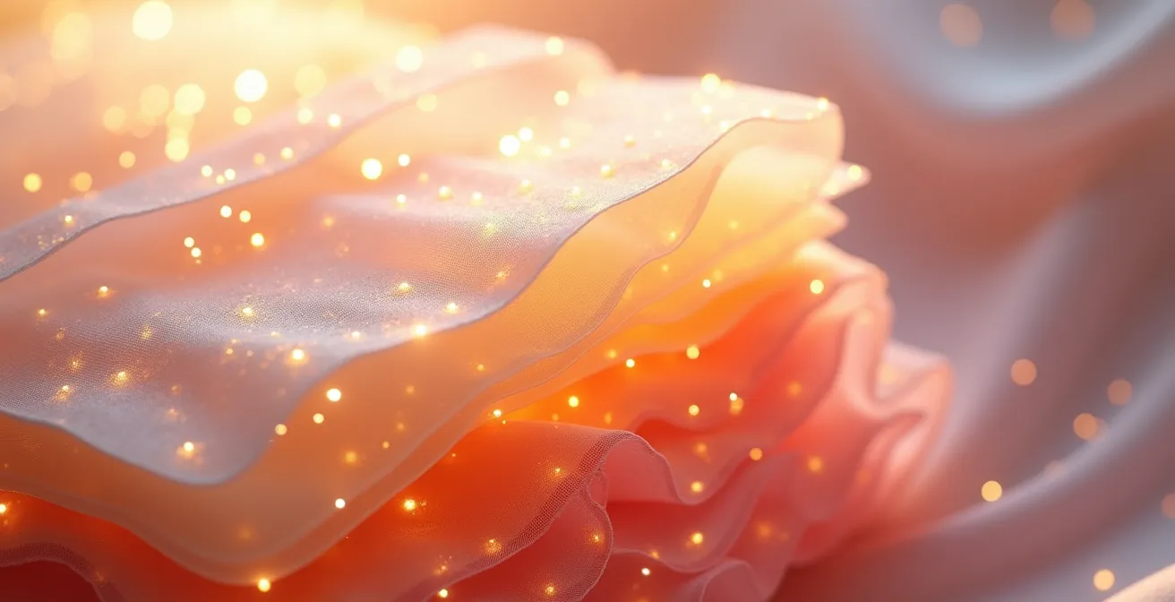 Coupe microscopique de la peau montrant la distribution des récepteurs cannabinoïdes dans les différentes couches épidermiques