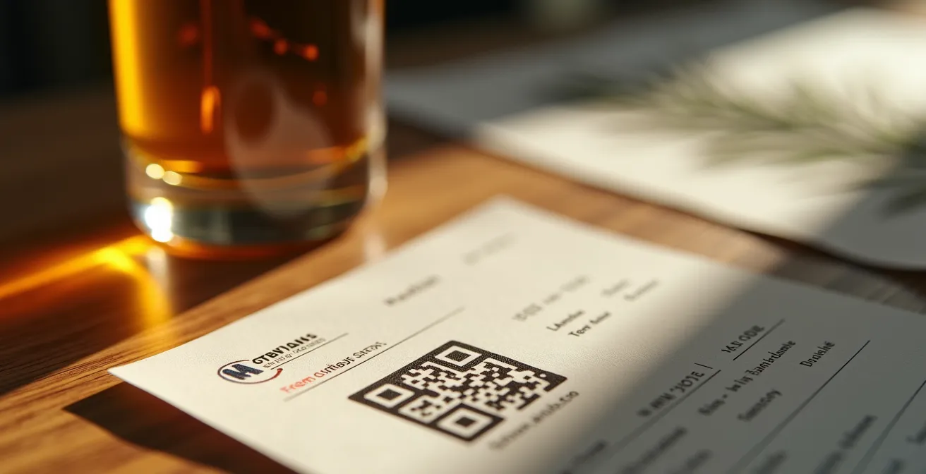 Chaîne de traçabilité CBD avec numéro de lot et certificat d'analyse sur bureau en bois